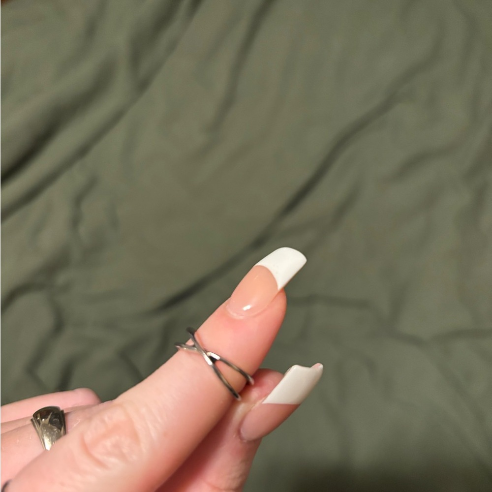 Elegant Silver Rings with French Manicure